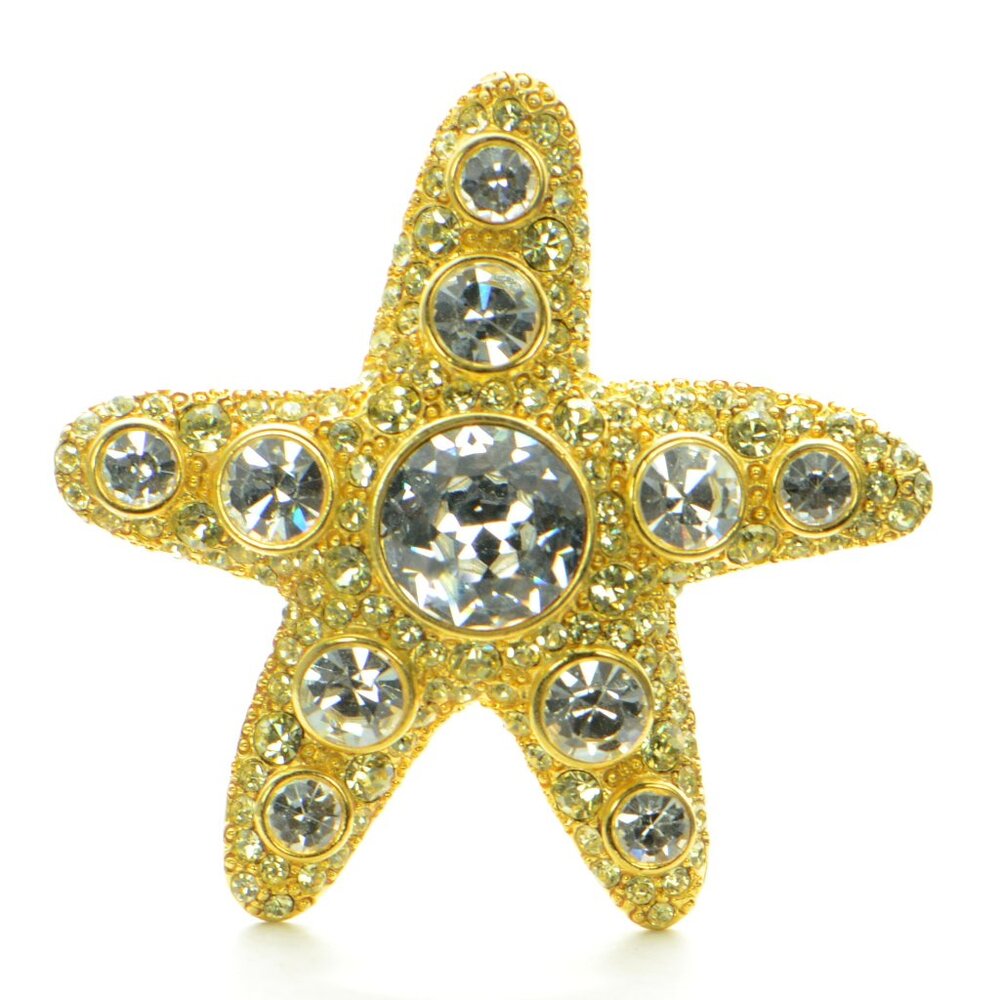 Vintage Kenneth Jay Lane Kjl Crystal Starfish Pin… - image 1